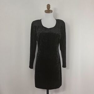 Vintage 90s Jessica Stevens Womens Goth Black Velvet Mini Dress sz Lg Romantic